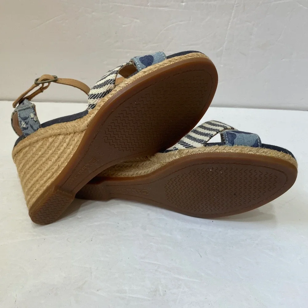 SPERRY‎ TOP SIDER SAYLOR ESPADRILLE WEDGES IN BLUE LIBERTY